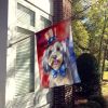 Tibetan Terrier Patriotic American House Flag Large Porch Sleeve Pole Decorative Outside Yard Banner Artwork Wall Hanging, Polyester, House Size