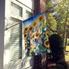 Corgi in Sunflowers House Flag Large Porch Sleeve Pole Decorative Outside Yard Banner Artwork Wall Hanging, Polyester, House Size, Multicolor