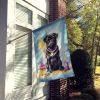 Black Pug Happy Birthday House Flag Large Porch Sleeve Pole Decorative Outside Yard Banner Artwork Wall Hanging, Polyester, House Size, Multicolor