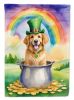 Golden Retriever St Patrick's Day House Flag Large Porch Sleeve Pole Decorative Outside Yard Banner Artwork Wall Hanging, Polyester, House Size