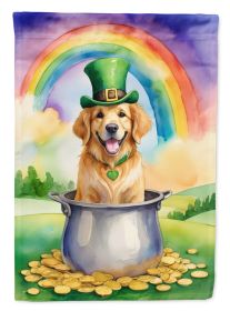 Golden Retriever St Patrick's Day House Flag Large Porch Sleeve Pole Decorative Outside Yard Banner Artwork Wall Hanging, Polyester, House Size
