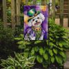 Bichon Frise King of Mardi Gras Garden Flag Mailbox Flag Decorative Yard Flag Banner Outside Patio Artwork Yard Flower Beds, Garden Size, Multicolor