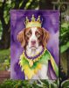 Brittany Spaniel King of Mardi Gras Garden Flag Mailbox Flag Decorative Yard Flag Banner Outside Patio Artwork Yard Flower Beds, Garden Size