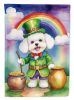 Bichon Frise St Patrick's Day Garden Flag Mailbox Flag Decorative Yard Flag Banner Outside Patio Artwork Yard Flower Beds, Garden Size, Multicolor