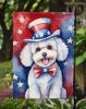 Bichon Frise Patriotic American Garden Flag Mailbox Flag Decorative Yard Flag Banner Outside Patio Artwork Yard Flower Beds, Garden Size, Multicolor