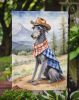 Scottish Deerhound Cowboy Welcome Garden Flag Mailbox Flag Decorative Yard Flag Banner Outside Patio Artwork Yard Flower Beds, Garden Size, Multicolor