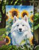 American Eskimo in Sunflowers Garden Flag Mailbox Flag Decorative Yard Flag Banner Outside Patio Artwork Yard Flower Beds, Garden Size, Multicolor
