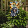 Bluetick Coonhound in Sunflowers Garden Flag Mailbox Flag Decorative Yard Flag Banner Outside Patio Artwork Yard Flower Beds, Garden Size, Multicolor
