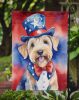 Wheaten Terrier Patriotic American Garden Flag Mailbox Flag Decorative Yard Flag Banner Outside Patio Artwork Yard Flower Beds, Garden Size