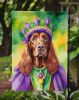 Irish Setter King of Mardi Gras Garden Flag Mailbox Flag Decorative Yard Flag Banner Outside Patio Artwork Yard Flower Beds, Garden Size, Multicolor