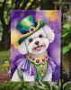 Bichon Frise King of Mardi Gras Garden Flag Mailbox Flag Decorative Yard Flag Banner Outside Patio Artwork Yard Flower Beds, Garden Size, Multicolor
