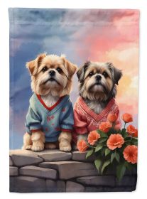 Lhasa Apso Two Hearts Garden Flag Mailbox Flag Decorative Yard Flag Banner Outside Patio Artwork Yard Flower Beds, Garden Size, Multicolor