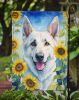 White German Shepherd in Sunflowers Garden Flag Mailbox Flag Decorative Yard Flag Banner Outside Patio Artwork Yard Flower Beds, Garden Size