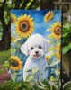 Bichon Frise in Sunflowers Garden Flag Mailbox Flag Decorative Yard Flag Banner Outside Patio Artwork Yard Flower Beds, Garden Size, Multicolor