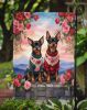 Miniature Pinscher Two Hearts Garden Flag Mailbox Flag Decorative Yard Flag Banner Outside Patio Artwork Yard Flower Beds, Garden Size, Multicolor