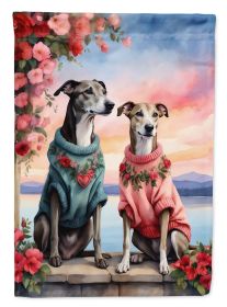 Greyhound Two Hearts Garden Flag Mailbox Flag Decorative Yard Flag Banner Outside Patio Artwork Yard Flower Beds, Garden Size, Multicolor