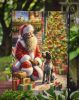 Wirehaired Pointing Griffon and Santa Claus Garden Flag Mailbox Flag Decorative Yard Flag Banner Outside Patio Artwork Yard Flower Beds, Garden Size