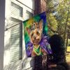 Silky Terrier King of Mardi Gras House Flag Large Porch Sleeve Pole Decorative Outside Yard Banner Artwork Wall Hanging, Polyester, House Size