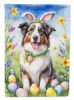 Australian Shepherd Easter Egg Hunt House Flag Large Porch Sleeve Pole Decorative Outside Yard Banner Artwork Wall Hanging, Polyester, House Size