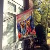 Silky Terrier Two Hearts House Flag Large Porch Sleeve Pole Decorative Outside Yard Banner Artwork Wall Hanging, Polyester, House Size, Multicolor