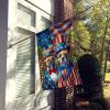 All American French Bulldog House Flag Large Porch Sleeve Pole Decorative Outside Yard Banner Artwork Wall Hanging, Polyester, House Size, Multicolor
