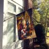 Belgian Tervuren and Santa Claus House Flag Large Porch Sleeve Pole Decorative Outside Yard Banner Artwork Wall Hanging, Polyester, House Size