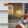 Basenji and Santa Claus House Flag Large Porch Sleeve Pole Decorative Outside Yard Banner Artwork Wall Hanging, Polyester, House Size, Multicolor