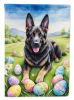 Black German Shepherd Easter Egg Hunt House Flag Large Porch Sleeve Pole Decorative Outside Yard Banner Artwork Wall Hanging, Polyester, House Size