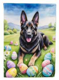 Black German Shepherd Easter Egg Hunt House Flag Large Porch Sleeve Pole Decorative Outside Yard Banner Artwork Wall Hanging, Polyester, House Size