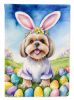 Lhasa Apso Easter Egg Hunt House Flag Large Porch Sleeve Pole Decorative Outside Yard Banner Artwork Wall Hanging, Polyester, House Size, Multicolor