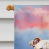 English Bulldog Two Hearts House Flag Large Porch Sleeve Pole Decorative Outside Yard Banner Artwork Wall Hanging, Polyester, House Size, Multicolor