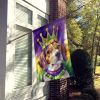 Beagle King of Mardi Gras House Flag Large Porch Sleeve Pole Decorative Outside Yard Banner Artwork Wall Hanging, Polyester, House Size, Multicolor