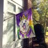 Great Pyrenees King of Mardi Gras House Flag Large Porch Sleeve Pole Decorative Outside Yard Banner Artwork Wall Hanging, Polyester, House Size