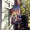Great Pyrenees Two Hearts House Flag Large Porch Sleeve Pole Decorative Outside Yard Banner Artwork Wall Hanging, Polyester, House Size, Multicolor