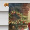 Bull Terrier and Santa Claus House Flag Large Porch Sleeve Pole Decorative Outside Yard Banner Artwork Wall Hanging, Polyester, House Size, Multicolor
