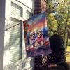 Shih Tzu Two Hearts House Flag Large Porch Sleeve Pole Decorative Outside Yard Banner Artwork Wall Hanging, Polyester, House Size, Multicolor
