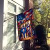 All American Shiba Inu House Flag Large Porch Sleeve Pole Decorative Outside Yard Banner Artwork Wall Hanging, Polyester, House Size, Multicolor