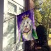 Old English Sheepdog King of Mardi Gras House Flag Large Porch Sleeve Pole Decorative Outside Yard Banner Artwork Wall Hanging, Polyester, House Size