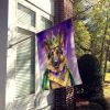 German Shepherd King of Mardi Gras House Flag Large Porch Sleeve Pole Decorative Outside Yard Banner Artwork Wall Hanging, Polyester, House Size