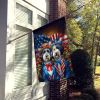 All American Old English Sheepdog House Flag Large Porch Sleeve Pole Decorative Outside Yard Banner Artwork Wall Hanging, Polyester, House Size