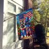 All American Keeshond House Flag Large Porch Sleeve Pole Decorative Outside Yard Banner Artwork Wall Hanging, Polyester, House Size, Multicolor