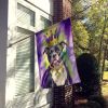 Staffordshire Bull Terrier King of Mardi Gras House Flag Large Porch Sleeve Pole Decorative Outside Yard Banner Artwork Wall Hanging, Polyester