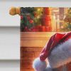 Jack Russell Terrier and Santa Claus House Flag Large Porch Sleeve Pole Decorative Outside Yard Banner Artwork Wall Hanging, Polyester, House Size