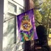 Pomeranian King of Mardi Gras House Flag Large Porch Sleeve Pole Decorative Outside Yard Banner Artwork Wall Hanging, Polyester, House Size