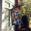 All American Norwegian Elkhound House Flag Large Porch Sleeve Pole Decorative Outside Yard Banner Artwork Wall Hanging, Polyester, House Size