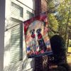 Great Dane Two Hearts House Flag Large Porch Sleeve Pole Decorative Outside Yard Banner Artwork Wall Hanging, Polyester, House Size, Multicolor