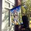 Bearded Collie Easter Egg Hunt House Flag Large Porch Sleeve Pole Decorative Outside Yard Banner Artwork Wall Hanging, Polyester, House Size