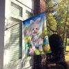 Bichon Frise Easter Egg Hunt House Flag Large Porch Sleeve Pole Decorative Outside Yard Banner Artwork Wall Hanging, Polyester, House Size, Multicolor
