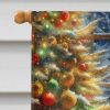 Old English Sheepdog and Santa Claus House Flag Large Porch Sleeve Pole Decorative Outside Yard Banner Artwork Wall Hanging, Polyester, House Size