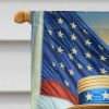 All American German Wirehaired Pointer House Flag Large Porch Sleeve Pole Decorative Outside Yard Banner Artwork Wall Hanging, Polyester, House Size